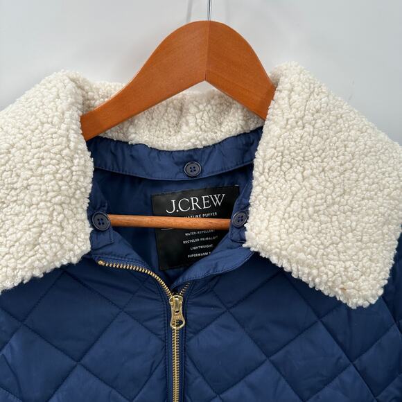 J. CREW Primaloft Quilted sherpa-lined puffer jacket in Navy Blue BM542 // M - Picture 4 of 16